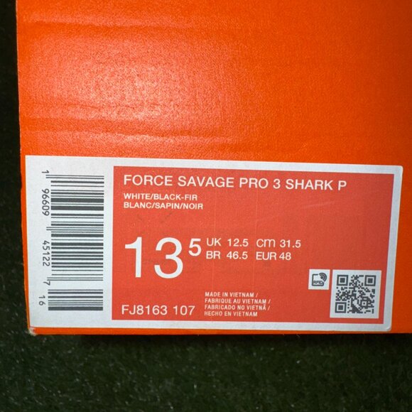 Nike Force Savage Pro 3 Shark P PE Football Cleats 13.5 White Green FJ8163-107